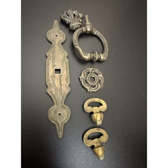Vintage Gothic KBC Brass Dresser Drawer Handle Pull Knobs Reclaimed Misc Lot - Picture 7 of 9